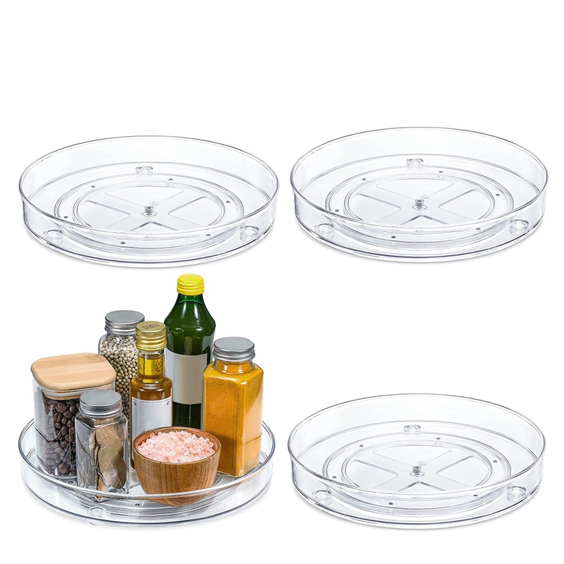 Bộ 4 Giá Xoay Trong Suốt 9 Inch Chống Trượt Dùng Cho Tủ Lạnh Nhà Bếp