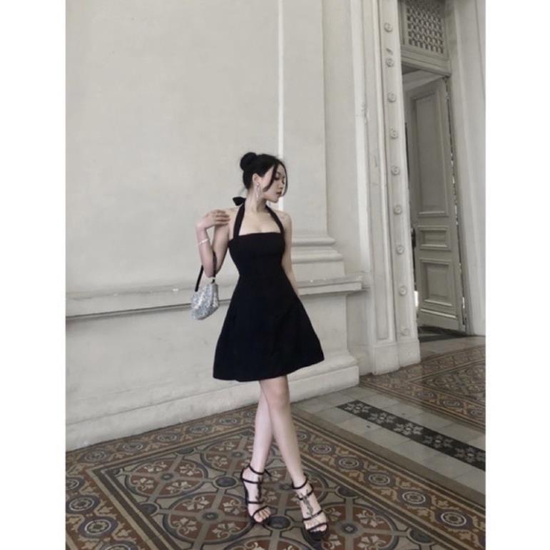 Đầm Cúp Ngực Thắt Nơ Sau Gáy TIBU, Váy Nữ Cổ Yếm Form Xoè Quyến Rũ Đi Chơi Dự Tiệc Hot Trend