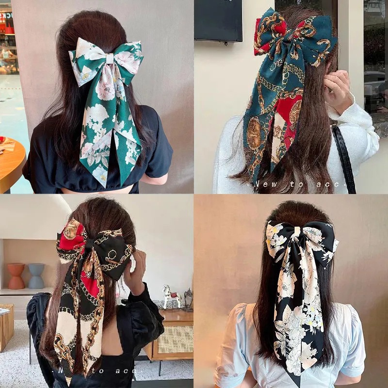 Kẹp Tóc Nơ Lớn Bằng Satin Chất Lượng Cao Thời Trang Phong Cách Hàn Quốc