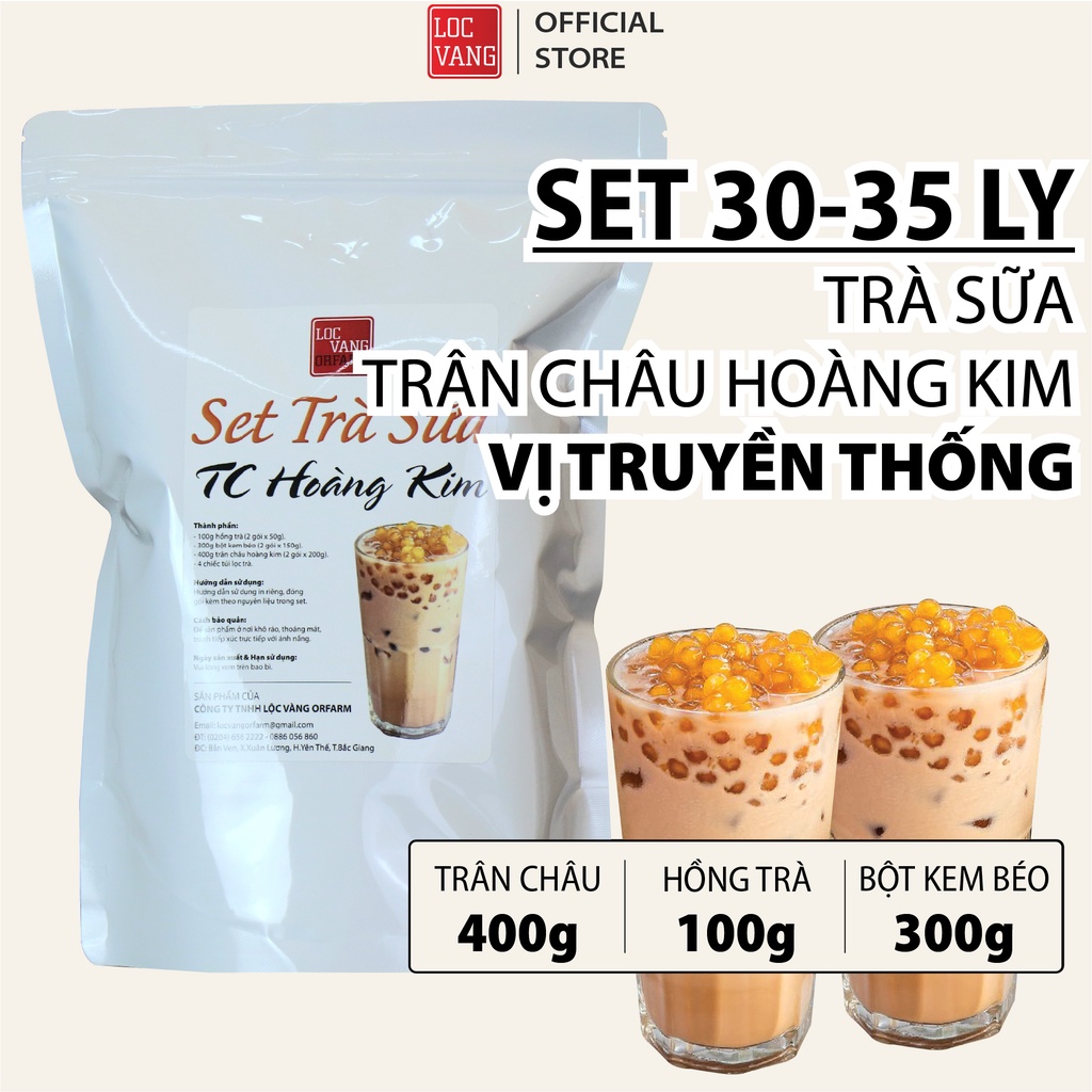 Trà Sữa Trân Châu Hoàng Kim Vị Truyền Thống SET 30-35 LY Nguyên Liệu Làm Trà Sữa Tự Pha Bột Béo Hồng Trà Đen
