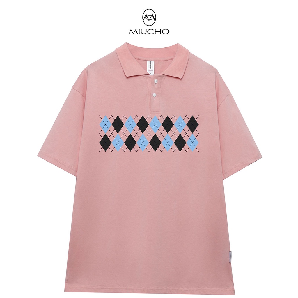 Áo polo nữ form rộng có cổ đẹp chất cotton form unisex PL011 Miucho in hoạ tiết