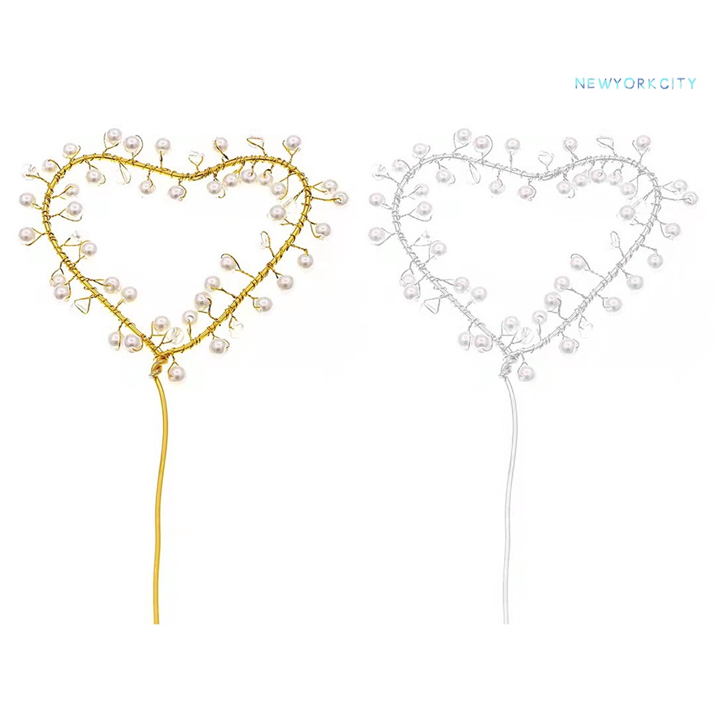 Cây Cắm Trang Trí Bánh Kem Hình Trái Tim Bằng Kim Loại Tinh Tế