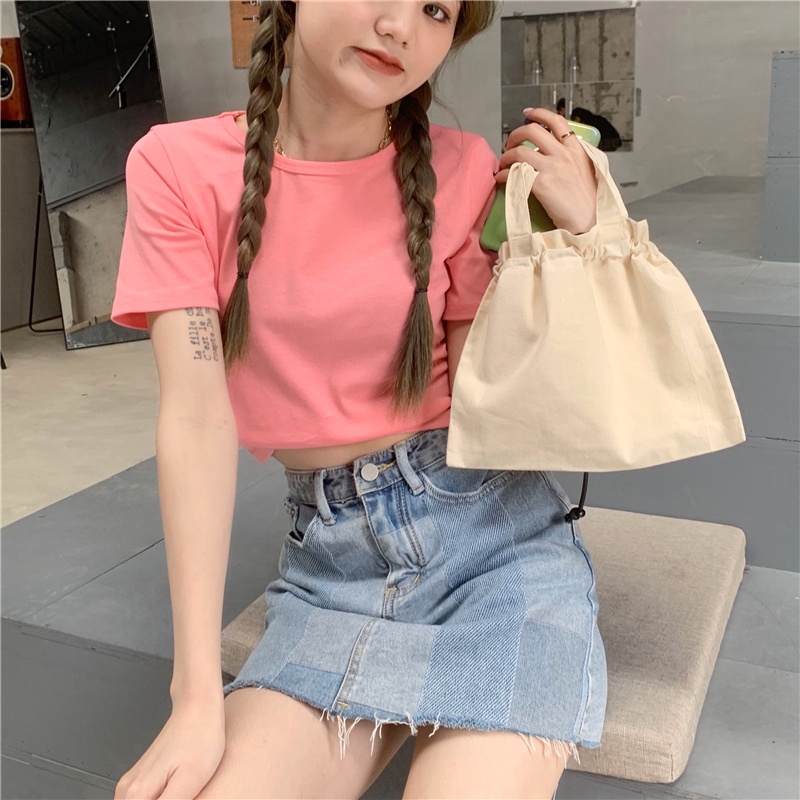 Áo Thun Tay Ngắn Dáng Ôm Màu Sắc Thời Trang Mùa Hè Xinh Xắn Cho Nữ