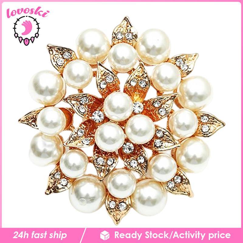 Bông Tai Hình Hoa Đính Ngọc Trai Giả Thanh Lịch Dành Cho Nữ