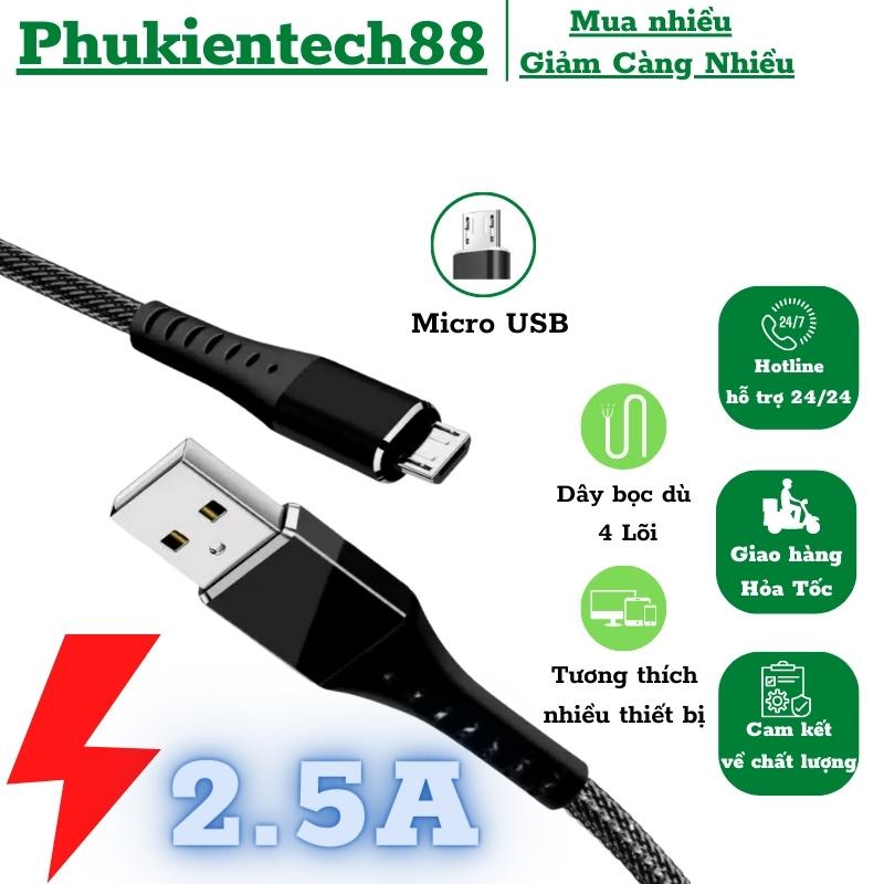 Dây cáp sạc A07 Androi chân cắm Micro USB chất liệu bọc cước siêu bền dài 1 mét