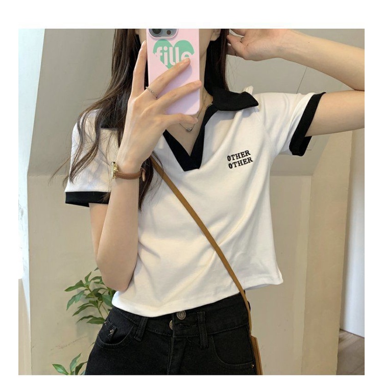 Áo polo Ngắn Tay Thêu Chữ Thời Trang Mùa Hè Mới Dành Cho Nữ