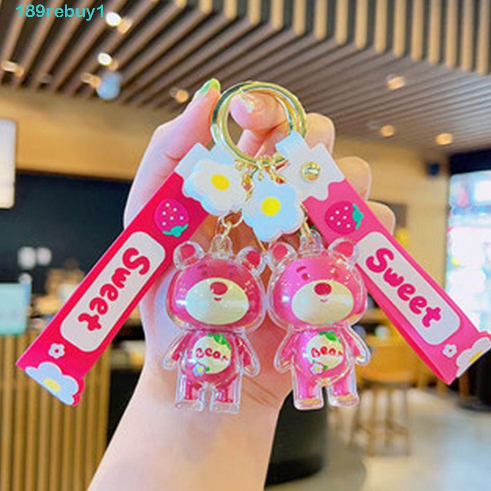 Móc Khóa Hình Gấu Và Dâu Tây Độc Đáo Sáng Tạo REBUY1 Dành Cho Nữ Giá Đỡ