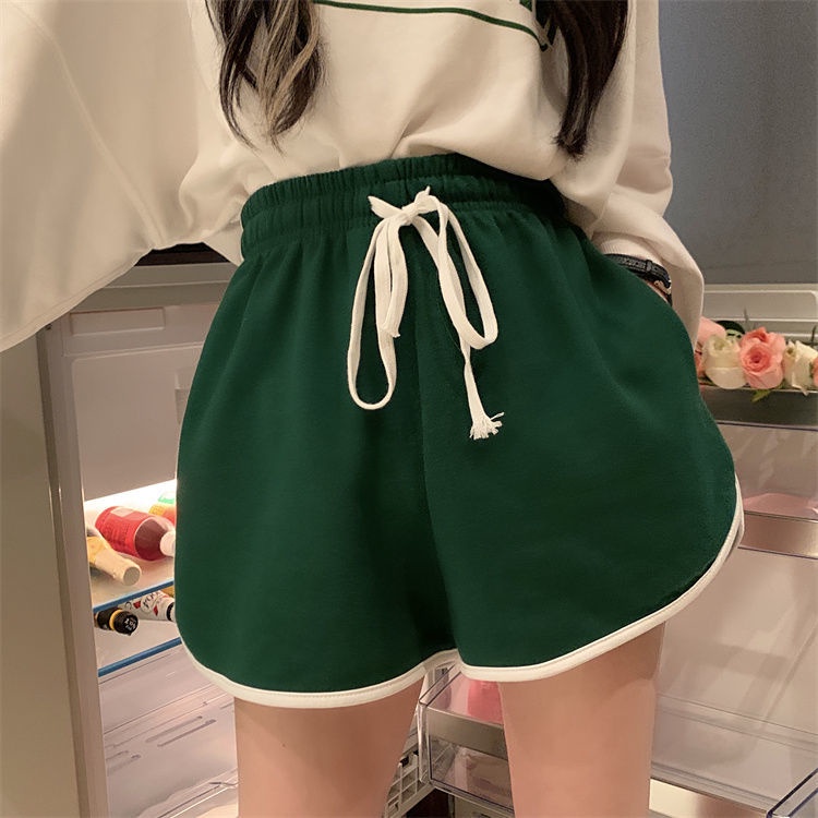 Jiashucheng Quần Short Thể Thao Lưng Cao Dáng Rộng Phối Dây Rút Thời Trang Mùa Hè Cho Nữ