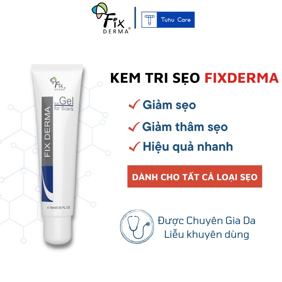 Gel Làm Mờ Sẹo Fixderma Scar Gel 7ml - 15ml hỗ trợ mờ sẹo do mụn, bỏng, rạn da, vết thương, phẫu thuật