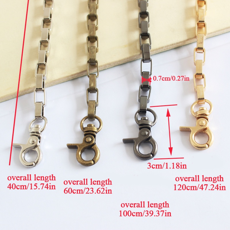 Dây Xích Túi Xách Thay Thế Bằng Nhôm Bản Rộng 7mm Hình Chữ Nhật