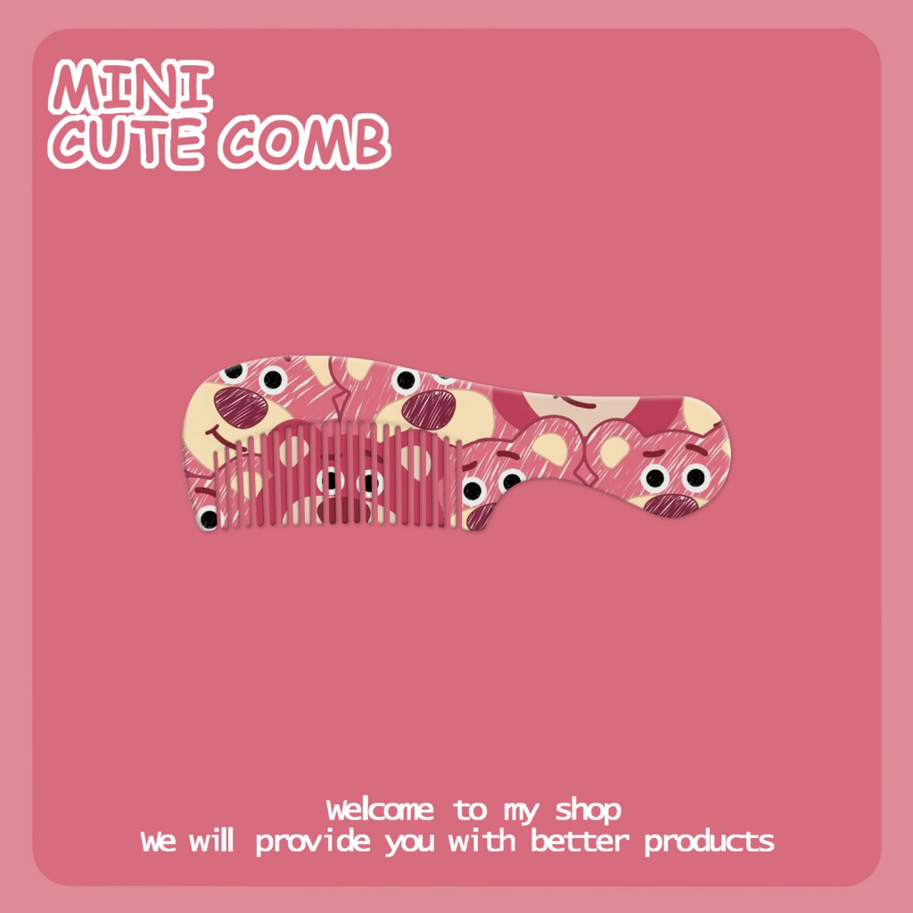 Lược Chải Tóc Mini Chống Tĩnh Điện Thiết Kế Hình Gấu Dâu Tây Dễ Thương