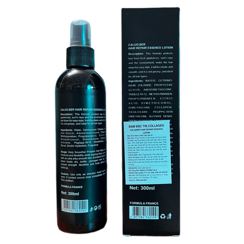 Xịt dưỡng tóc siêu mềm mượt, phục hồi tóc COLLAGEN Hair Repair Essence Lotion Caluo.Ber 300ml