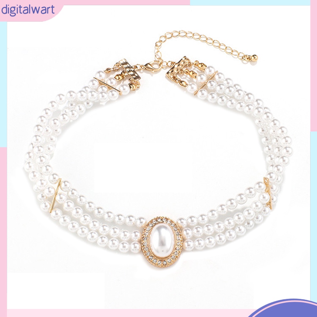 [DIWA] Vòng Cổ Choker Đính Kim Cương Giả Ngọc Trai Giả Thanh Lịch Có Thể Điều Chỉnh Cho Nữ