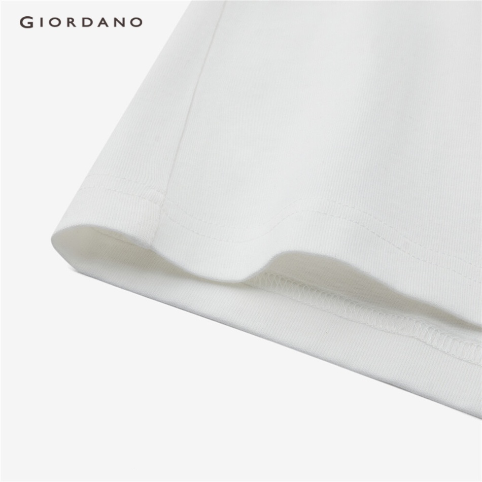 Áo thun cotton GIORDANO 01023440 cổ tròn thêu hình gấu