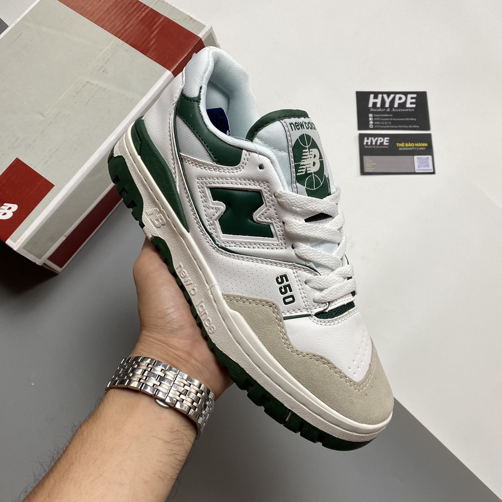 Giày NB550 White Green  - Hype Sneaker | Phiên bản high quality.