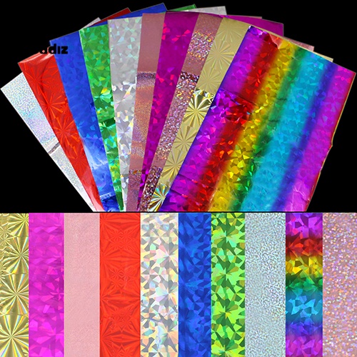 Set 10 Miếng Dán Lá Nhôm Lấp Lánh Trang Trí Móng Nghệ Thuật DIY