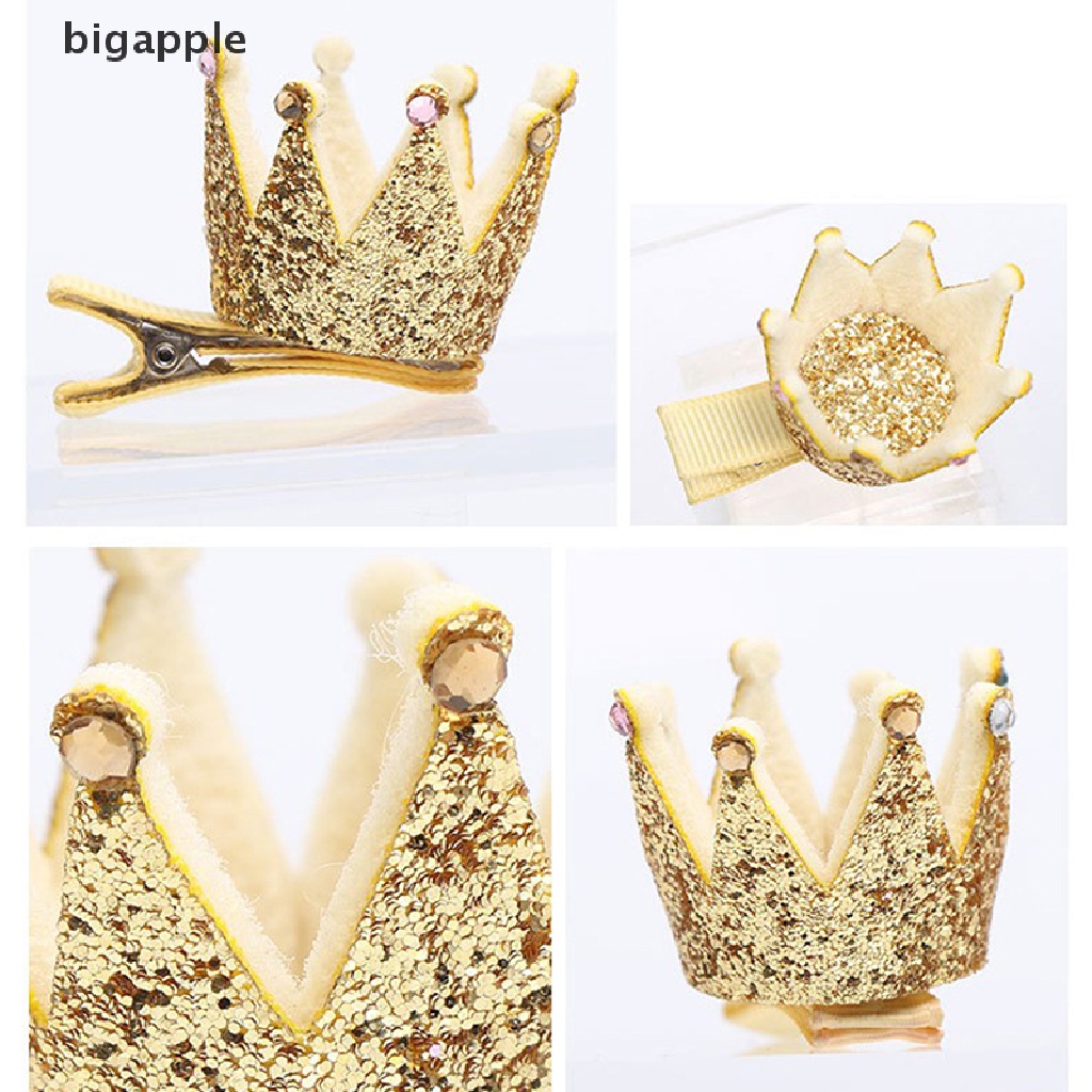 Kẹp Tóc Hình Vương Miện Mini Màu Hồng Lấp Lánh Cho Bé Gái