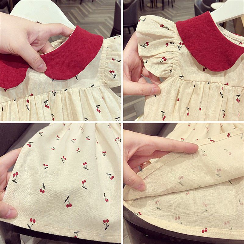 Đầm Hoa Cổ Búp Bê Chất Liệu Cotton Thời Trang Mùa Hè Dành Cho Bé Gái