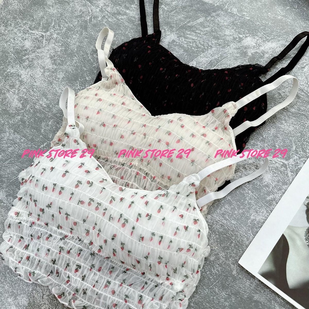 Áo 2 dây kiểu bra in hoa nhí PINKSTORE29 dáng ôm quyến rũ A5600