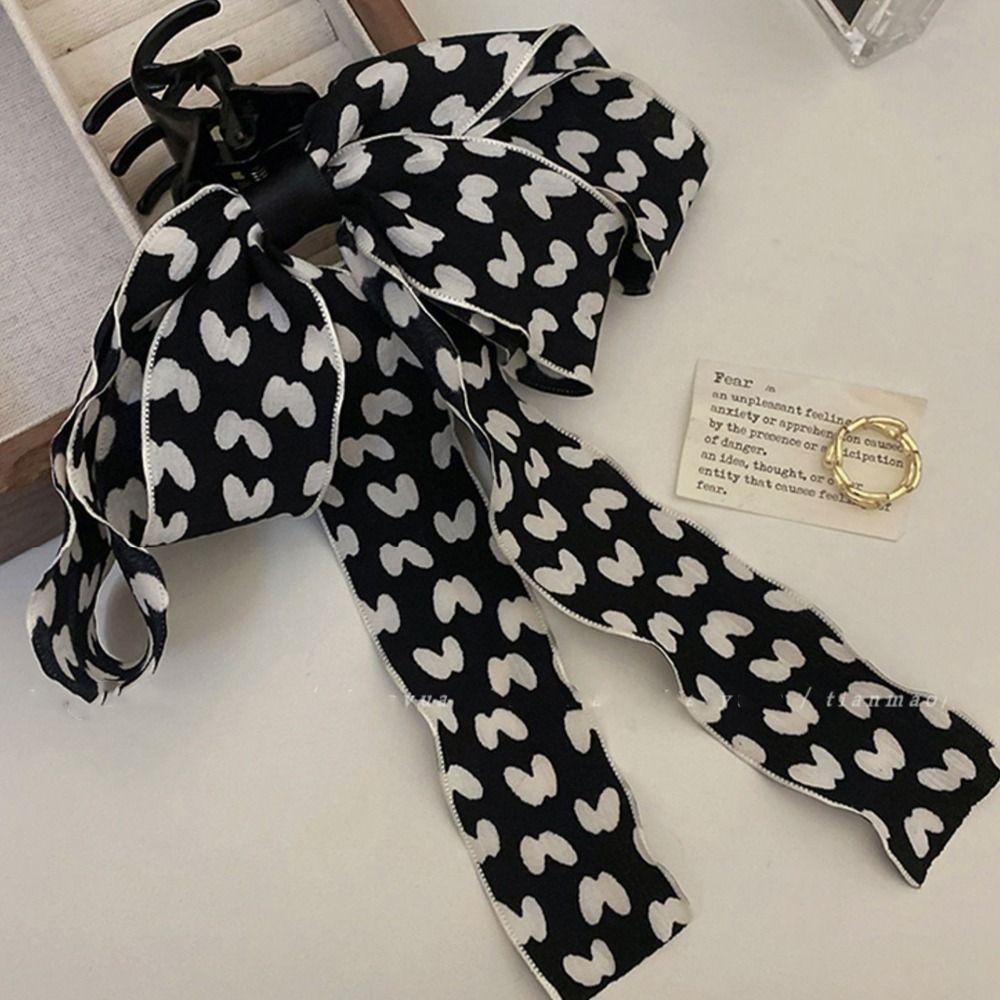 WMES15H Kẹp Tóc Ruy Băng Thắt Nơ Họa Tiết Hình Học Dễ Thương Sáng Tạo Dành Cho Nữ