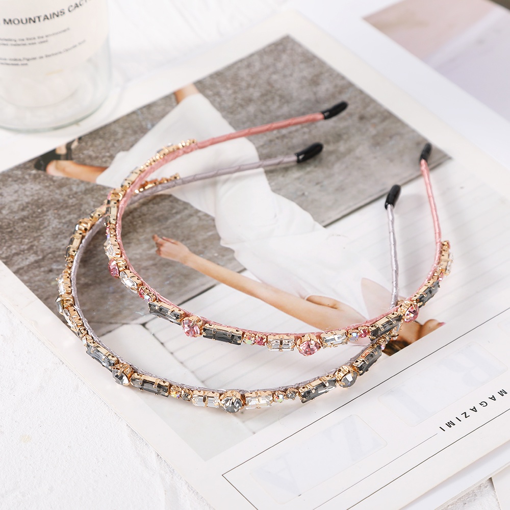 Băng đô cài tóc CHLINS hợp kim bản mỏng đính đá pha lê nhân tạo thời trang dành cho nữ