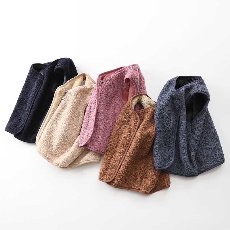 Áo Khoác Sát Nách Lót Nhung Màu Trơn Thời Trang Mùa Đông Cho Bé