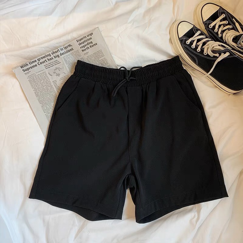 Quần Short Kaki Đen Lưng Thun Rút Dây Thời Trang