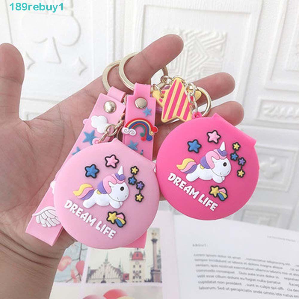 Rebuy1 Móc Khóa Silicon Mini Hình Ngựa Cầu Vồng Hoạt Hình Trang Trí Túi Xách / Gương Trang