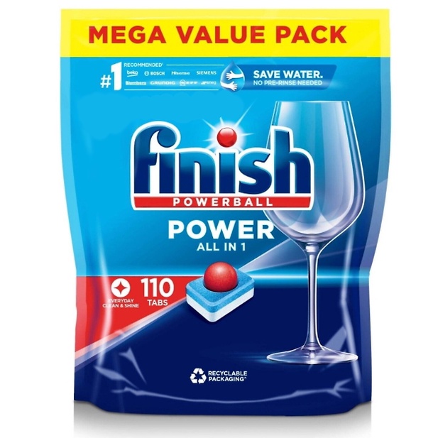 Viên rửa chén bát Finish All in One 110 viên Nhập Khẩu Finish Châu Âu, dùng cho tất cả các loại máy