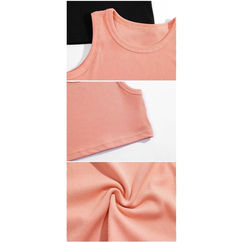Áo Croptop Sát Nách Chất Liệu Cotton Màu Trơn Thời Trang Mùa Hè Cho Bé Gái