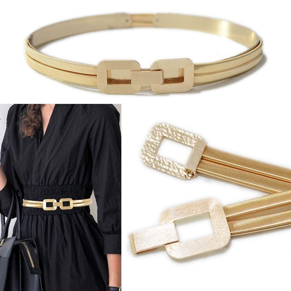 Thắt Lưng Co Giãn Phối Kim Loại Thanh Lịch Dành Cho Nữ