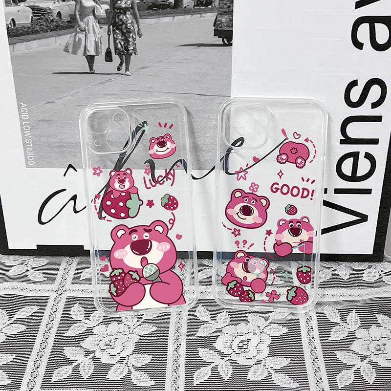 Ốp lưng iphone trong lỗ viền Gấu dâu tây /6s/6splus/7/7plus/8/8plus/x/xr/xs/11/12/13/pro/max/plus/promax TLV2005