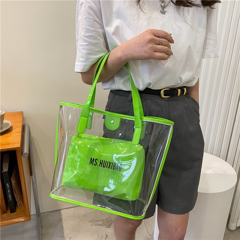 Sét 2 túi trong suốt thời trang ( 4 màu )