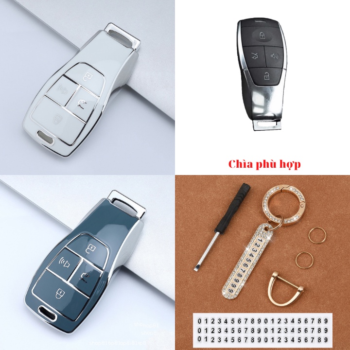 Bao Da, Vỏ Bảo Vệ, Ốp Chìa Khóa, Bọc Chìa Khóa Cao Cấp Dùng Cho Xe Ô Tô BAIC Beijing X7, U5 Plus