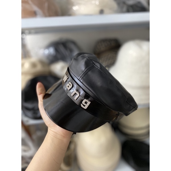 Mũ nồi cappi da chữ W A N G đá cho nữ