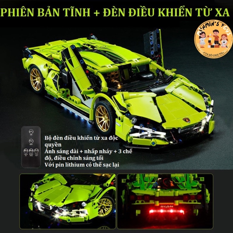 Đồ Chơi Lắp Ráp Mô Hình Siêu Xe Lamborghini Phiên Bản Đèn và Điều Khiển Từ Xa 1:14