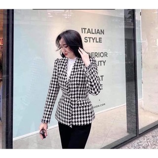 Áo dạ tweed răng ngựa form nhỏ zara chuẩn authentic