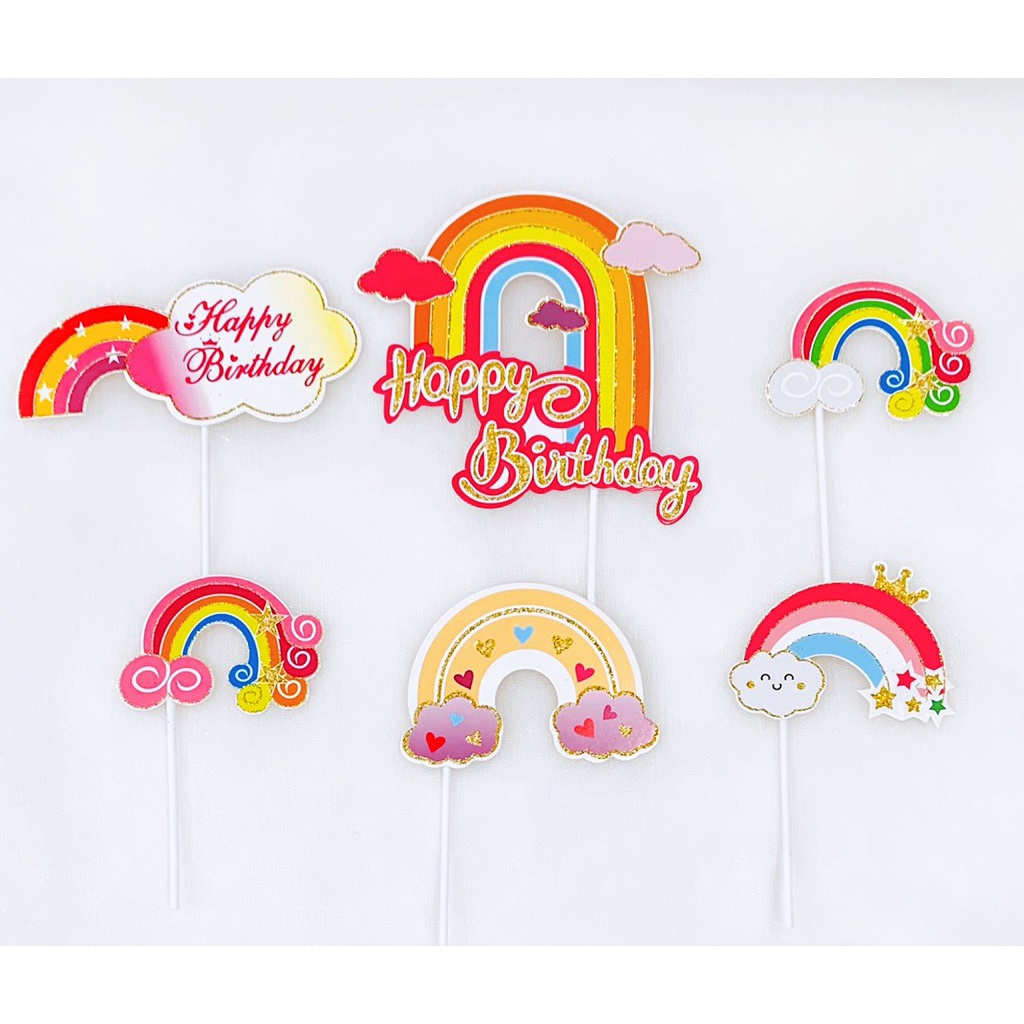 5 Set 6 chi tiết giấy cầu vồng phủ nhũ -HD