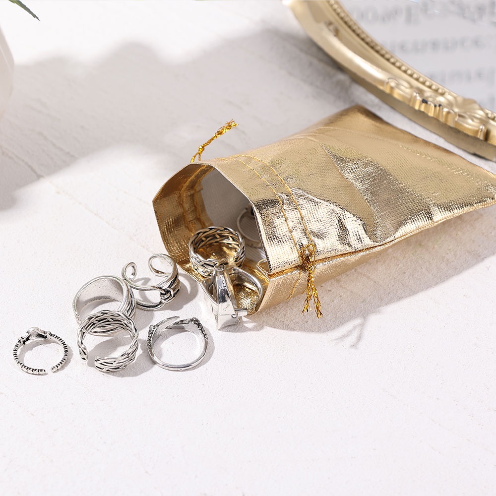 Túi Vải Rút Dây Màu Vàng / Bạc Đựng Trang Sức / Quà Giáng Sinh / Tiệc Cưới Có Thể Điều Chỉnh