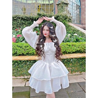 ĐẦM TRẮNG TẦNG XOÈ TAY CHUN CÔNG CHÚA 💐