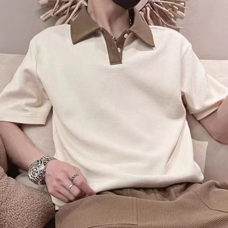 Áo Thun polo + Quần Short Thể Thao Dáng Rộng Đơn Giản Thời Trang Phong Cách Hàn Quốc Cho Nam