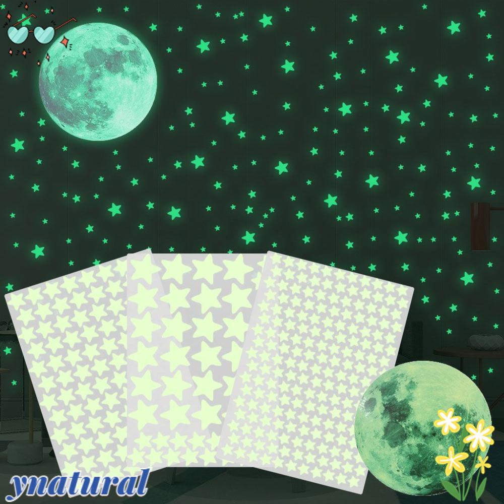 Miếng Dán Tường Hình Ngôi Sao Mặt Trăng Phản Quang Tự Dính Trang Trí Phòng Ngủ Cho Bé