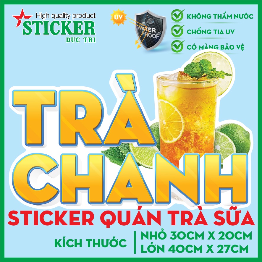 🔥 MIẾNG DÁN DECAL TRÀ CHANH 🔥 FREESHIP XTRA+  DÁN TƯỜNG, XE, CỬA KÍNH... TRANG TRÍ QUÁN