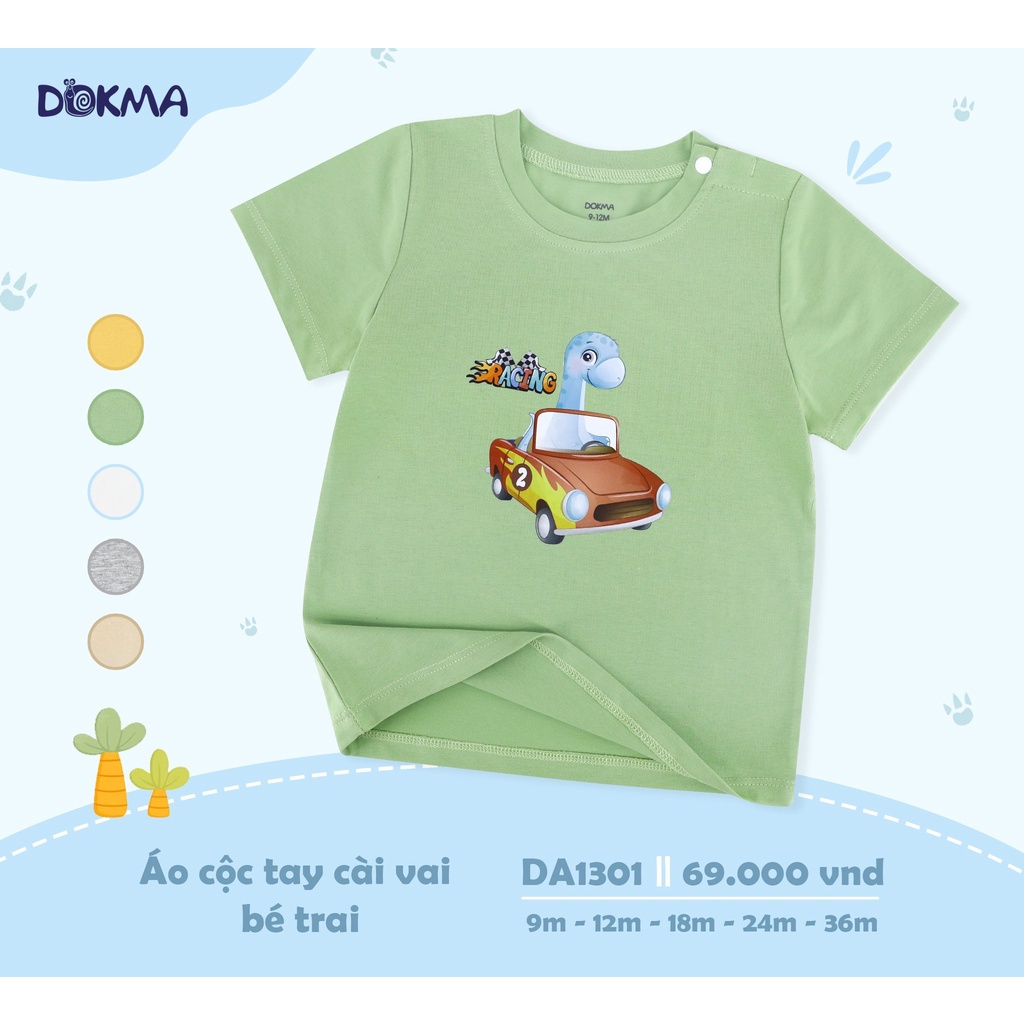Dokma_ Áo cộc tay cài vai chất mềm mại cho bé