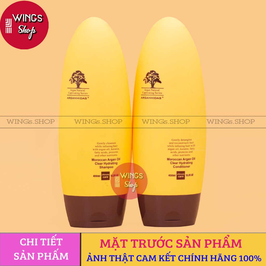 Cặp Dầu Gội Xả Arganmidas tinh dầu Moroccan Argan phục hồi tóc hư tổn và kích thích mọc tóc cho mái tóc suôn mượt 450ml