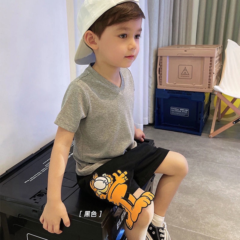 Quần Short Bé Trai Dễ Thương Cá Tính,Quần Short Họa Tiết Mèo Garfield Hoạt Hình Ba Chiều Giản Dị Dành Cho Bé Trai