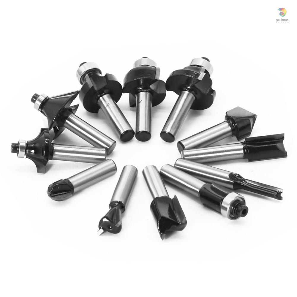 Bộ 12 Mũi Phay Cacbua Vonfram Cacbua Cắt Gỗ Thẳng Với Thân 8mm Màu Đen Cắt Gỗ