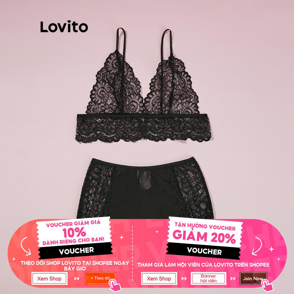 Lovito Sexy Ren và Lưới Tương phản Đồ lót cổ V sâu L004016 (Trắng) | BigBuy360 - bigbuy360.vn