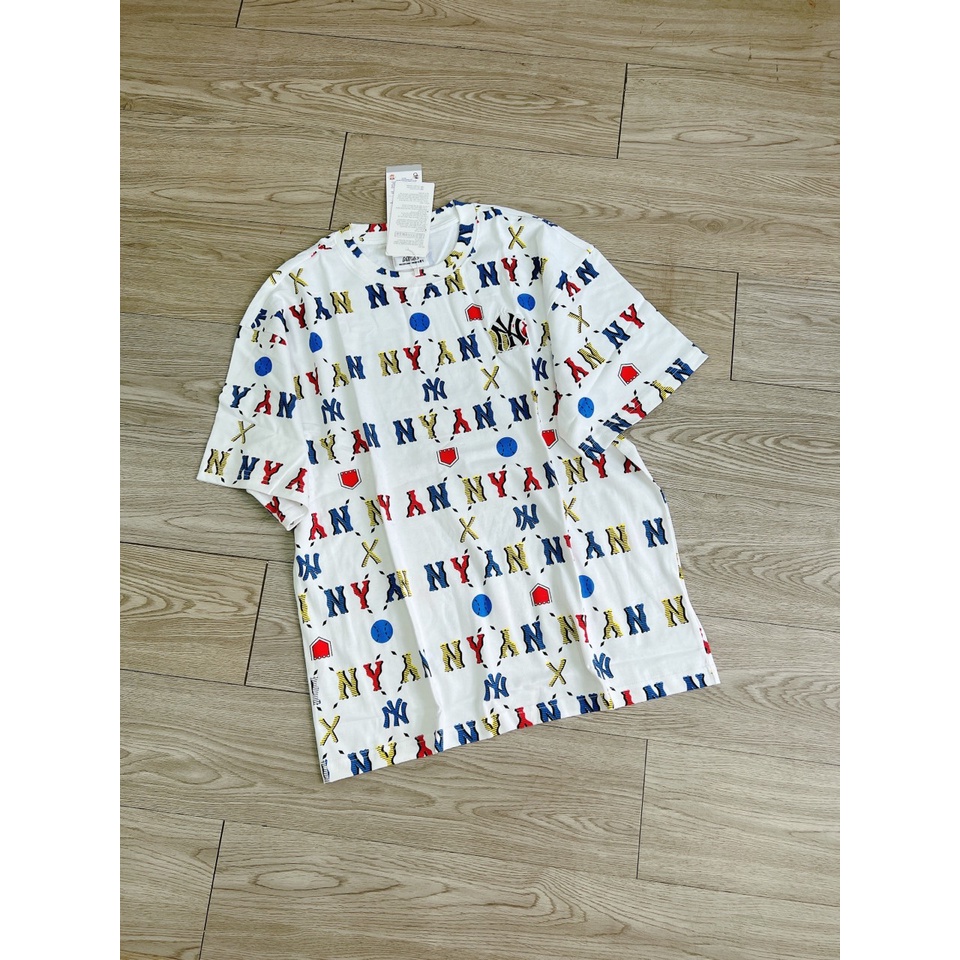 Áo thun phom Unisex n M.L.B tay ngắn cổ tròn xuất dư in chữ full thân cực xinh chất đẹp