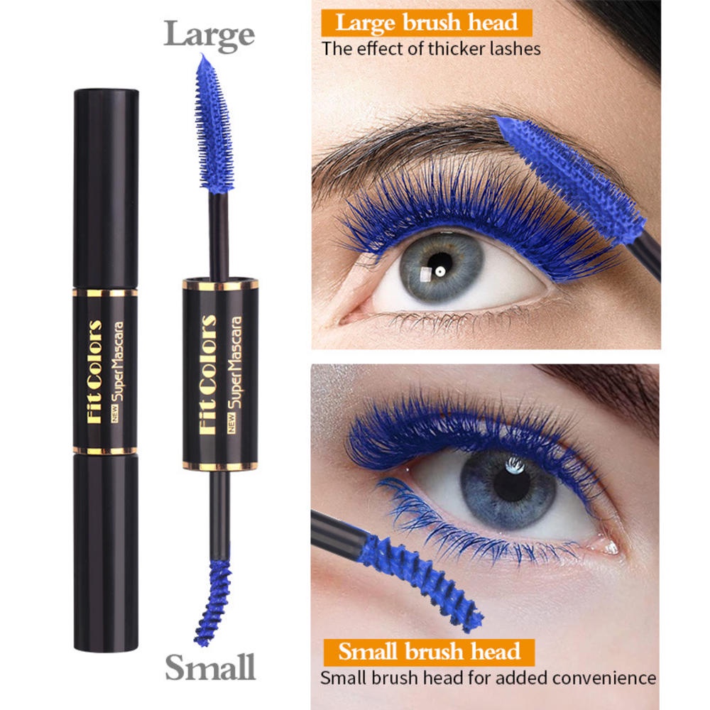 Mascara Hai Đầu 5 Màu Sắc Tùy Chọn Chống Thấm Nước Nhanh Khô Uốn Cong Làm Dài Lông Mi Trang Điểm Màu Xanh Dương Tím